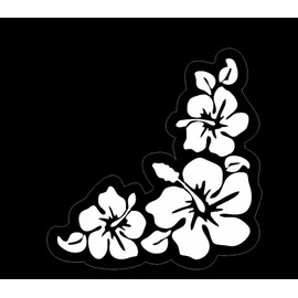 MAKTEM Hibiscus Car Sticker, Flowers Design Car Decals, White Flower Vinyl Sticker Hawaiian Flower Tropical (Only Flowers)
