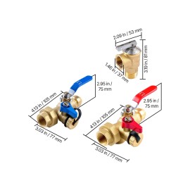 3/4 Inch Tankless Water Heater Service Valve Kit 2PCS 3/4\" NPT 3/4\" PTC Isolation Valves Pressure Relief Water Heater PartsDefault: Default