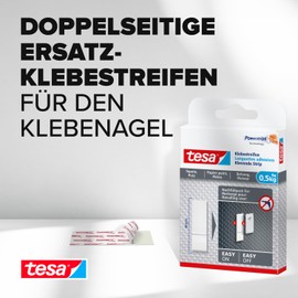 tesa tesa Powerstrips Tapete&Putz - doppelseitige Klebestreifen fr Tapete und Gips - Ersatz-Klebestreifen Klebenagel - Haltekraft 0,5 kg/Nagel - 1 x 9 Streifen