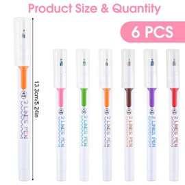 Maxmoc Two Line Pens, Set of 6 Two Line Pens, Colourful Two-Line Pens Set, Hand Lettering Pens with Double Lines, Dual Tip Pen, Fineliner Pens for Art, Drawing, Lettering, Greeting Cards