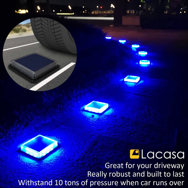 Lacasa Blue Solar Deck Lights 4 Pack, Dusk to Dawn