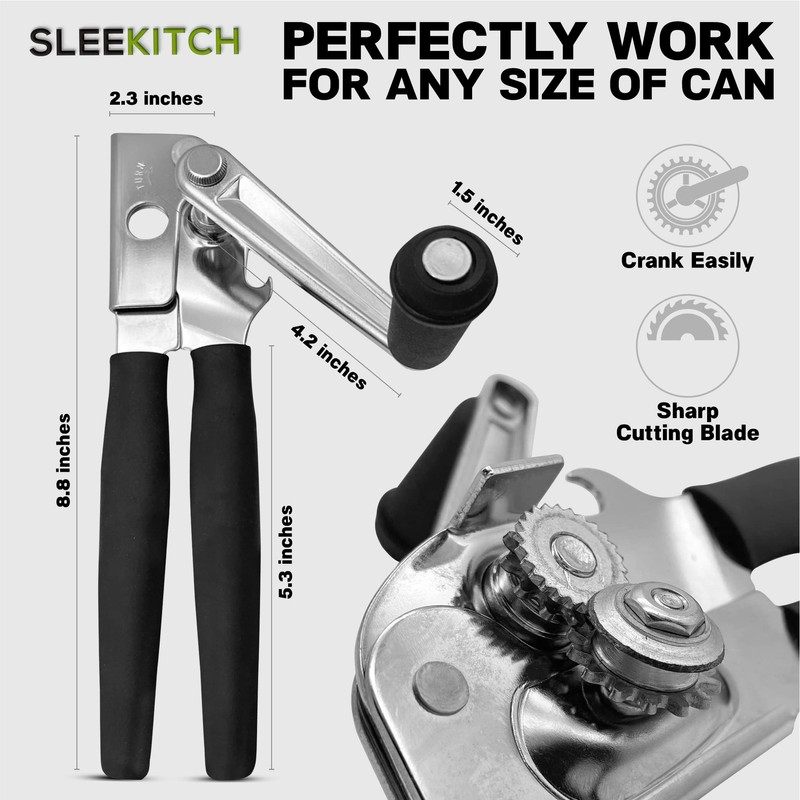 Commercial Can Opener, Manual Heavy Duty Hand Crank, Large Handheld