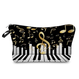 Livel lhood Piano Musical Note Cosmetic Bag for Women Cute Small Makeup Bag for Purse Travel Toiletry Zipper Pouch for Girls Gift for Music Lovers Piano Musical Note Makeup Bag for Her