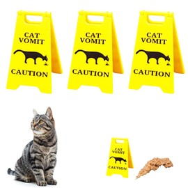 Risipu Cat Vomit Sign Funny Gag Cat Vomit Warning Sign Cat Dog Vomit Caution Sign Cat Vomit Caution Sign Cat Yard Sign Prank Gift For Cat Lovers (Yellow-3Set)