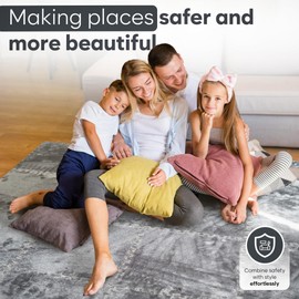 Puzzle Carpet Squares - Large 16 Piece Interlocking Carpet Tiles, Thick Padded Squares for Baby Play Mats & Flooring Tile with Cushions, Playroom & Classroom Rug, EVA Soft Plush Playmats (Gray)