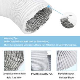 Omont Dryer Vent Hose 4 Inch 16FT Flexible Dryer Ducting Tube Air Duct Aluminum Insulated Flex Hose Kit Indoor Outdoor