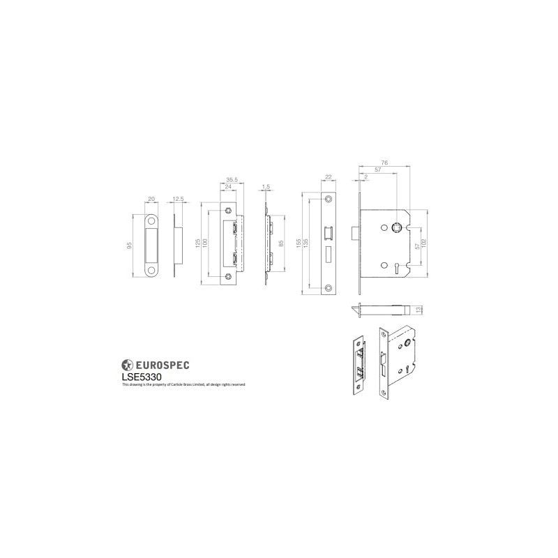 EASI-T 3 Lever SASHLOCK 76MM Residential (Satin)