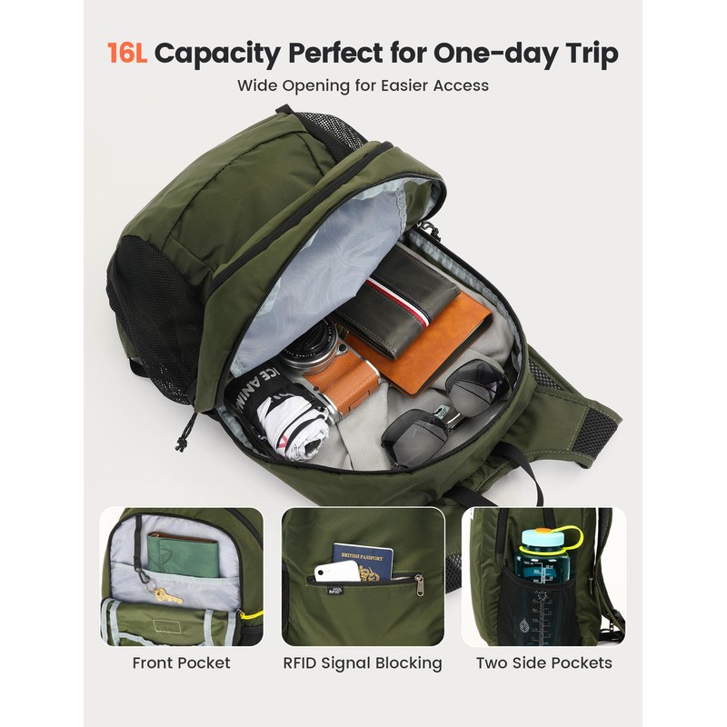 SKYSPER Lightweight Daypack for Travel, Hiking Backpack, Foldable & Packable