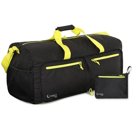 Cotabaty 90L Foldable Travel Bag for All Travel Luggage, Holiday Bag with Multiple Pockets for Men and Women, black / yellow