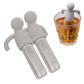2PCS Tea Strainer for Loose Tea, Stainless Steel Tea Infuser for Loose Tea, Cute Loose Leaf Tea Infuser, for Teapots Cups Mugs to Brewing Steeping Loose Leaf (Grey)