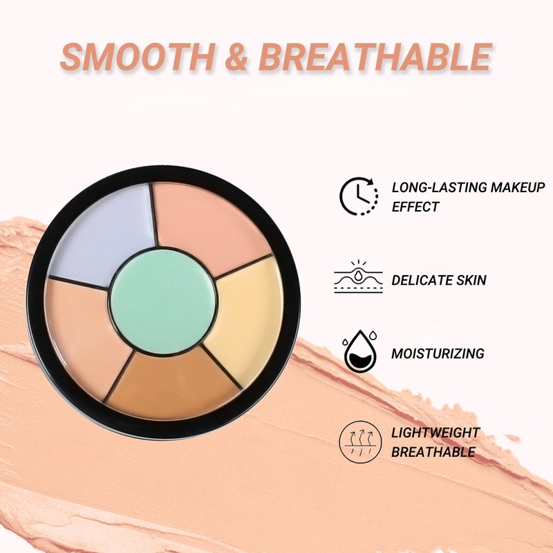 Full Coverage Concealer & Corrector Palette, 6-in-1 Colour Corrector, Waterproof