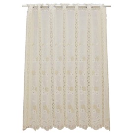 Cafe Curtain Natural Flower 13694 Beige, 35.4 inches (90 cm) Length x Width 39.4 inches (100 cm) (Mirrer, Washable)