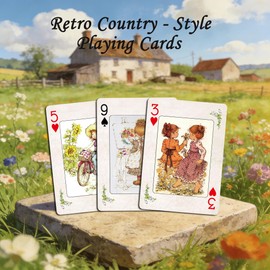 strublfe Playing Cards, Country Illustration Vintage Style Poker Cards, Beautiful Childhood Memories Themed Playing Card, Standard Cards, 54 Unique Exquisite Illustrations, High-End Playing Cards.