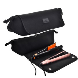 Tense Edano Hair Tools Travel Bag Heat Iron Bag with Heat Resistant Mat for Curling Iron, Hair Straighteners, Hair Dryers Large Capacity 2 in 1 Design Neoprene Bag with Inside Pocket (Black)