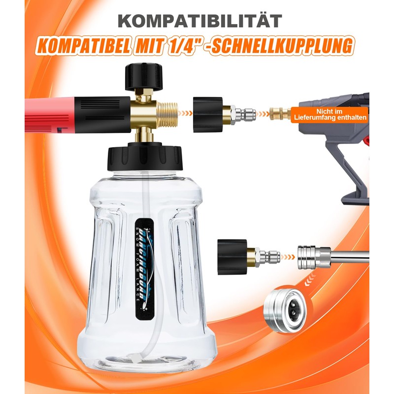Improved Foam Cannon Snow Foam Lance, 1L Adjustable Foam Lance