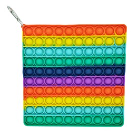 ZEMTAC Jumbo Pop Push it Fidget Toy - Big Giant Poppet (20 cm) 100 Bubbles - Huge Mega Stress Relief and Large Sensory Toys (Rainbow, Square)