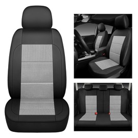 WENNFOUR Car Seat Covers Full Set, Automotive Universal Seat Cover Compatible Airbag, Quilting Interior Car Seat Covers, Easy Install Seat Covers for Cars, Truck, Van, and SUV, Grey