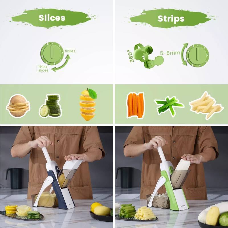 SUPMAKIN Safe Mandoline Slicer for Kitchen, Adjustable Potato Slicer,Vegetab