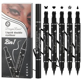 5 PCS Black Liquid Winged Eyeliner Stamp Pen Makeup Tools,Double-side Eyeliner Stamps Pencil Set,Waterproof & Long Lasting Smudgeproof Eye Liner Stencil Tattoo Pens for Women