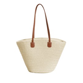 Muzhilun Women's Grass Knitting Bag, Summer, Handbag, Popular Resort Bag, Knitting Basket, Travel Bag, Summer Bag, Simple Large Capacity, Shoulder Bag, Stylish, Cute, Beach Fireworks Festival,