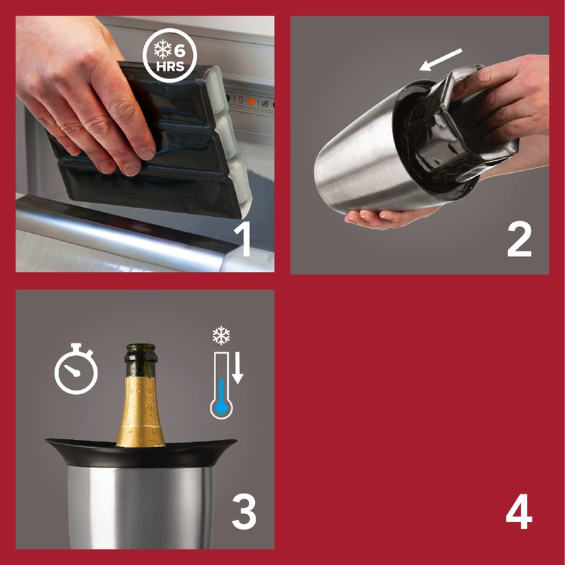Vacu Vin Champagne Cooler – Stainless Steel Active Bottle Chiller
