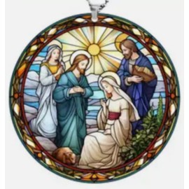 Unbranded Nativity Christmas Acrylic Ornament, 2D, Stain Glass Look, 3.15 in, Great Gift