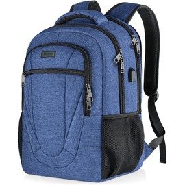 BIKROD - Mochila para portátil, color azul, unisex, compartimento para portátil de 15.6 pulgadas, amplio almacenamiento, diseño antirrobo, puerto de carga USB, correas de hombro ajustables, mango
