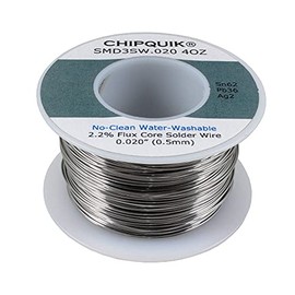 Chip Quik SMD3SW.020 4OZ Solder Wire 62/36/2 Tin/Lead/Silver No-Clean Water-Washable .020 4oz