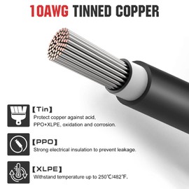 ECO-WORTHY 20FT 10AWG Solar Extension Cable 30A/1000V DC, IP67 Waterproof with Compatible Quick Connectors (Red+Black) for Solar Panels, Controllers, Off-Grid Systems