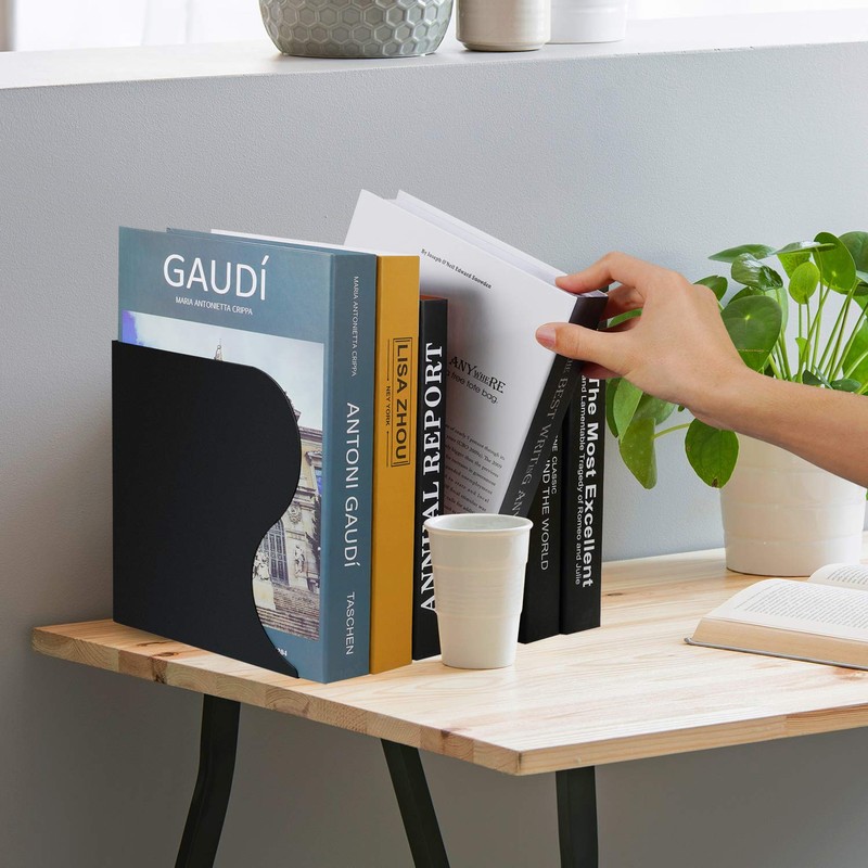 Voency Adjustable Bookends, Retractable Book Holder, Metal Scalable Book Ends,