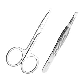 Angoily 3sets Eyebrow Tweezers and Scissors Stainless Steel Eyebrow Clip Tool Kit and Hair Removal Lightweight and Portable Beauty Makeup Tools