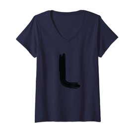 Womens Creative Bold Black Letter L - Design - Alphabet - Marker V-Neck T-Shirt