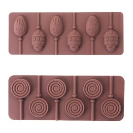 Vctitil 2pcs Silicone Chocolate Mold Lollipop Shaped DIY Holiday Baking Gift Dessert Baking Products