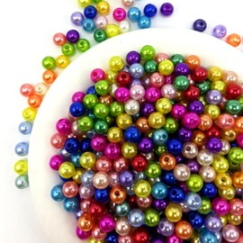 CrzBeadss 4000pcs Pearls Beads with Hole, 3mm Pearls for Jewelry Making, Colorful Loose Spacer High Shiny Round Pearls Beads for Bracelets, Necklaces, Hairs, Crafts, Decoration and Vase Filler