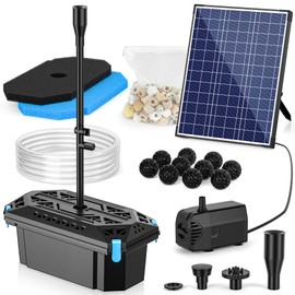 NFESOLAR Solar Pond Filter Fountain, 20W Solar Water Fountain for Outdoor Pond, 120 GPH Submersible Pump, 4 Sprayers, 16.4ft Cable, 6.6ft Tubing for Koi Pond, Fish Tank and Garden Water Features