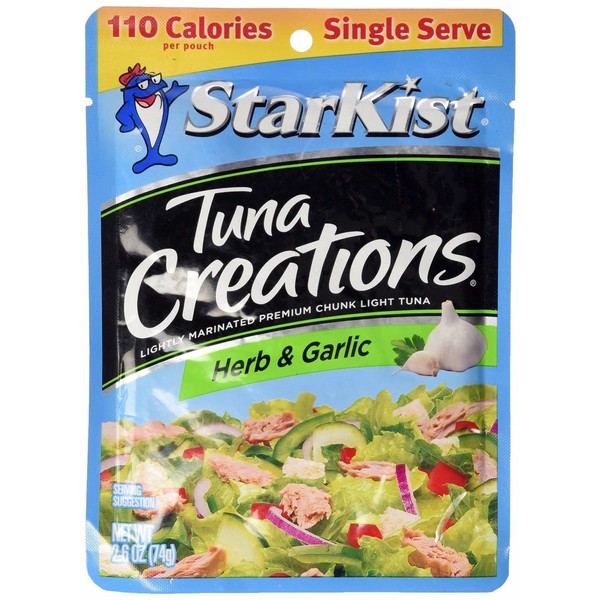 Starkist Tuna Creations, Herb & Garlic, Single Serve 2.6-Ounce Pouch (Pack of 8)