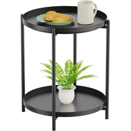 Yesker Side Table End Table Metal Small Table Indoor Outdoor & Snack Bedside Table