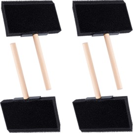 Hzopcw 4pcs Foam Paint Brushes, Sponge Painting Tool with Wood Handle, 4" Sponge Paint Brush for Varnish Coloring Gluing Craft Making Home Improvement Cleaning- Black