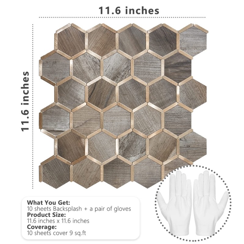 STICKGOO Hexagon Peel and Stick Backsplash Tile, Stick on Backsplash