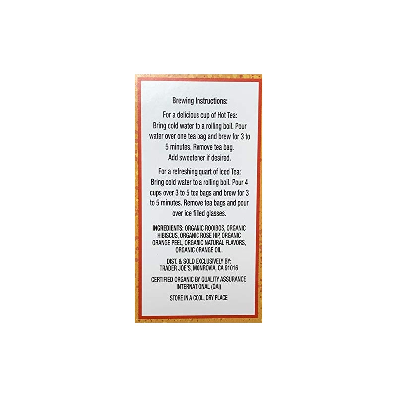 Trader Joes Organic Blood Orange Rooibos Herbal Tea Blend, Flavored