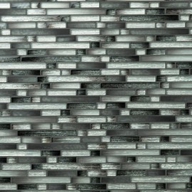 MSI Akaya Nero Interlocking Glass Tile for Kitchen Backsplash, Wall Tile for Bathroom, Accent Wall Tile, and Shower Wall Tile, 12 in. x 11.75 in. Mesh-Mounted Mosaic Tile (9.8 sq. ft.)