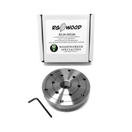 RGWOOD 4" Steel Wood Lathe Face Plate, 1" x 8tpi RH Threaded, with locking set screws (for reversing lathes)