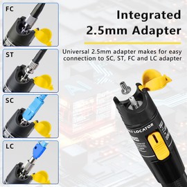 FTTH Fiber Optic Tool Kit, VFL Fiber Optic Power Meter, 70~+10dBm, 50MW Fiber Optic Visual Fault Locator, VFL Fiber Test Pen (Yellow+Grey)