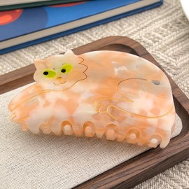 Orange Cat Shape Hair Claw Clip Lovely Kitty Non-Slip Cute Animal Hair Accessories 3.7" for Women Girls