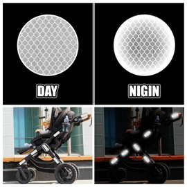 Yuanchu 30Pcs Warning Reflective Stickers, Safety Reflective Sticker Super Reflection Warning Dot Reflective Tape Waterproof Reflective Strips For Clothing Car Bike Motorcycle Driveway Markers(White)