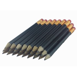 ezpencils - Black Barrel Golf (1/2 a pencil - Pew pencils) Blank Hexagon Pencils with Eraser - 48 pkg - Non-Smudge Eraser - # 2 HB Lead - Sharpened - NEW