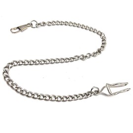 Yesmin 1 Pcs Metal Classic Silver Plated Pocket Watch Chain Key Chain 35CM(Silver)