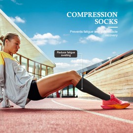 Chamgeco 2Pairs Knee High Socks Unisex,8-15mmHg Reusable Athletic Soccer Tube Socks,Compression Socks Calf Stockings Circulation Best Support for Running Cycling Hiking Athletic Nurses