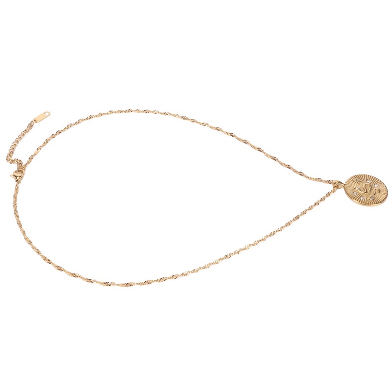 White Zircon Women Necklace Snake Pattern Electroplated Fashionable Female Pendant