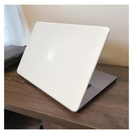 DTangLsm Compatible with MacBook Air 13 inch Case 2021 2020 2019 2018 Model M1 A2337 A2179 A1932 with Touch ID, Crocodile Leather Hard Shell Faux Alligator Laptop Case Snake Skin&Keyboard Cover, White